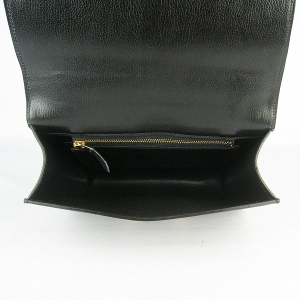 7A Hermes Oxhide Leather Message Bag Black H017 - Click Image to Close